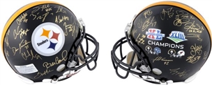 Pittsburgh Steelers XL and XLIII Autographed Pro-Line Riddell Authentic Helmet with 28 Signatures